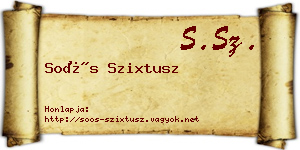 Soós Szixtusz névjegykártya
